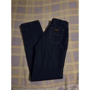 Vintage 70s 80s Wrangler Dark Wash Womens Jean Cowboy Cut Size 14 Western Wear